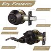 image:imageProbrico Front Door Handle Lever 3 Sets  Entry Door Lever and Double Cylinder Deadbolts Combo Pack in Oil Rubbed Bronze Finish Keyed Alike Lockset Exterior and Interior Contractor Pack Wave StyleOil Rubbed Bronze