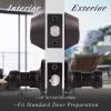 image:imageProbrico Front Door Handle Lever 3 Sets  Entry Door Lever and Double Cylinder Deadbolts Combo Pack in Oil Rubbed Bronze Finish Keyed Alike Lockset Exterior and Interior Contractor Pack Wave StyleOil Rubbed Bronze