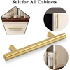 image:imageProbrico 10 Pack334 Hole Centers Kitchen Cabinet Pulls in Gold Euro Round T Bar Stainless Steel Kitchen Bathroom Cabinet Hardware Dresser Handles Drawer Pulls 6 Inch Total Lengthhole center 334