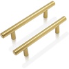 image:imageProbrico 10 Pack334 Hole Centers Kitchen Cabinet Pulls in Gold Euro Round T Bar Stainless Steel Kitchen Bathroom Cabinet Hardware Dresser Handles Drawer Pulls 6 Inch Total Lengthhole center 334