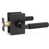 image:imageProbrico Brushed Gold Privacy Door Handle Knurled Lever Heavy Duty Interior Door Handles for BedampBath Reversible for LeftRight Doors Keyless Door Lever with LockMatte Black