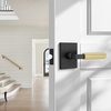 image:imageProbrico Brushed Gold Privacy Door Handle Knurled Lever Heavy Duty Interior Door Handles for BedampBath Reversible for LeftRight Doors Keyless Door Lever with LockMatte BlackGold