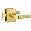 image:imageProbrico Brushed Gold Privacy Door Handle Knurled Lever Heavy Duty Interior Door Handles for BedampBath Reversible for LeftRight Doors Keyless Door Lever with LockGold