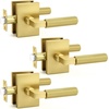 image:imageProbrico Brushed Gold Privacy Door Handle Knurled Lever Heavy Duty Interior Door Handles for BedampBath Reversible for LeftRight Doors Keyless Door Lever with LockGold