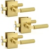 image:imageProbrico Brushed Gold Privacy Door Handle Knurled Lever Heavy Duty Interior Door Handles for BedampBath Reversible for LeftRight Doors Keyless Door Lever with LockGold