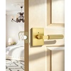 image:imageProbrico Brushed Gold Privacy Door Handle Knurled Lever Heavy Duty Interior Door Handles for BedampBath Reversible for LeftRight Doors Keyless Door Lever with LockGold
