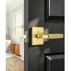 image:imageProbrico Brushed Gold Privacy Door Handle Knurled Lever Heavy Duty Interior Door Handles for BedampBath Reversible for LeftRight Doors Keyless Door Lever with LockGold