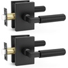 image:imageProbrico Brushed Gold Privacy Door Handle Knurled Lever Heavy Duty Interior Door Handles for BedampBath Reversible for LeftRight Doors Keyless Door Lever with LockMatte Black