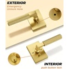 image:imageProbrico Brushed Gold Privacy Door Handle Knurled Lever Heavy Duty Interior Door Handles for BedampBath Reversible for LeftRight Doors Keyless Door Lever with LockGold