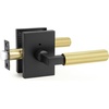 image:imageProbrico Brushed Gold Privacy Door Handle Knurled Lever Heavy Duty Interior Door Handles for BedampBath Reversible for LeftRight Doors Keyless Door Lever with LockMatte BlackGold