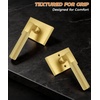image:imageProbrico Brushed Gold Privacy Door Handle Knurled Lever Heavy Duty Interior Door Handles for BedampBath Reversible for LeftRight Doors Keyless Door Lever with LockGold