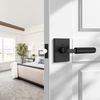 image:imageProbrico Brushed Gold Privacy Door Handle Knurled Lever Heavy Duty Interior Door Handles for BedampBath Reversible for LeftRight Doors Keyless Door Lever with LockMatte Black