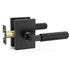 image:imageProbrico Brushed Gold Privacy Door Handle Knurled Lever Heavy Duty Interior Door Handles for BedampBath Reversible for LeftRight Doors Keyless Door Lever with LockMatte Black